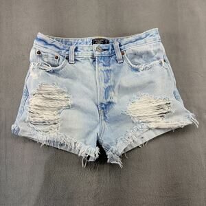 Abercrombie & Fitch Annie High-Rise Shorts Womens 26/2 Blue Thrashed Daisy Dukes